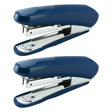 PLUS 普樂士 舒適訂 10號訂書機 流線造型 人體工學設計 附拇指案壓凹槽 底部附除針器 底座拉開可當圖釘使用  藍  2個