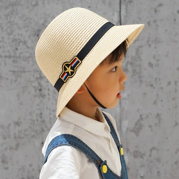 男童草帽大沿遮陽帽兒童出游沙灘帽親子草帽母子寶寶涼帽子太陽帽