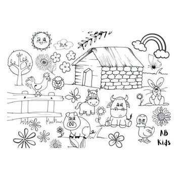 畫畫餐墊 附8色彩色筆 40x30cm 無毒耐熱安全矽膠  快樂農場  1個