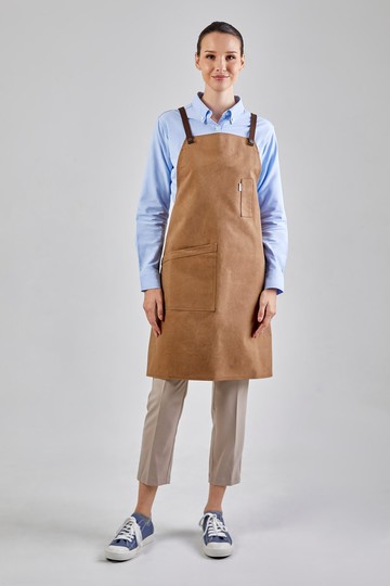 12C 交叉背圍裙（肉桂棕色）工作服圍裙