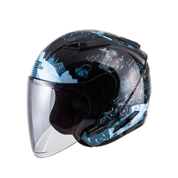 SOL 安全帽 SO-7E SO7E 探險者 黑藍 內藏墨鏡 雙D扣 雙層鏡 3/4罩 安全帽 半罩《比帽王》