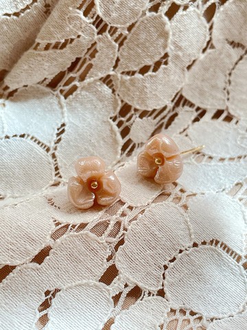 -珍珠花系列/*小花苞*淡胭粉*陶製耳針