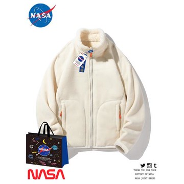 NASA聯名抓絨衣男春秋季保暖加厚搖粒絨兩面穿珊瑚絨夾克外套女