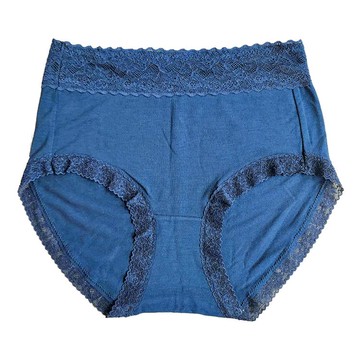 摩力諾石墨烯天絲棉蕾絲內褲（中高腰）-M霧藍