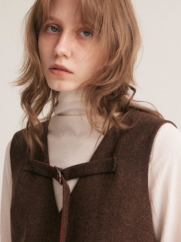 HERRINGBONE V-NECK VEST_BP5WWV0410