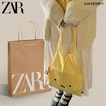 ZAR FENDEN休閑帆布手提包2025新款大容量格子布包學生上課單肩包