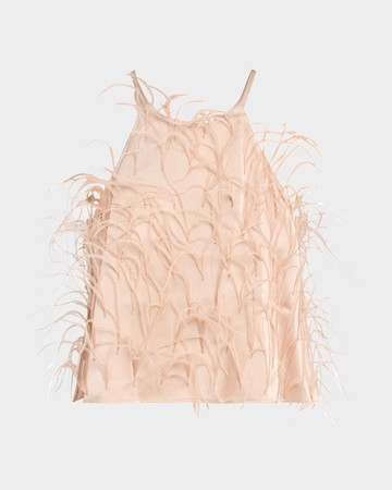 Feather Doubleface Satin Crop Halter Cami