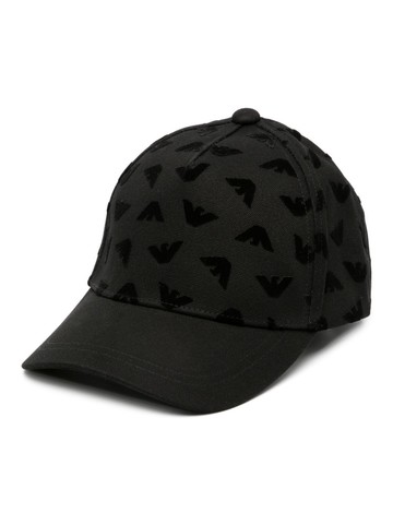 Emporio Armani - logo-print cotton baseball cap - women - Cotton - One Size - Black