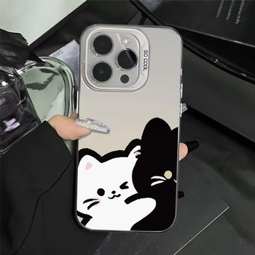 隔日到貨 塗鴉抱抱白貓 元氣殼iPhone蘋果手機殼 17promax 16 15plus 14 13 12 11防摔