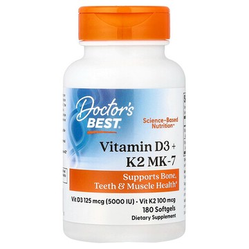 Doctor's Best, 維生素 D3 + k2 MK-7，180 粒軟膠囊