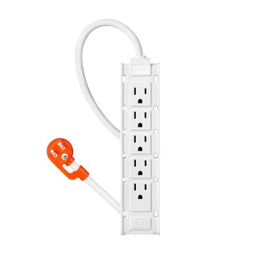 PowerSync 群加 1開10插雙面抗搖擺延長線 TSAS9010 21.9 x 4.85 x 2.4cm  1m  白色  1個