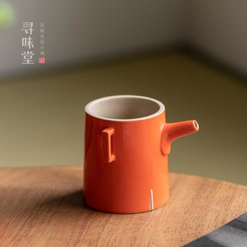 傾橙釉公道杯｜雅致陶瓷純色茶海分茶杯復古中式家用功夫茶具勻杯