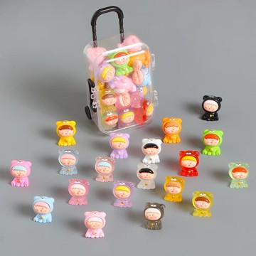 卡通夜光實色迷你小熊莉莉絲行李箱桌面擺件diy兒童禮物裝飾樹脂