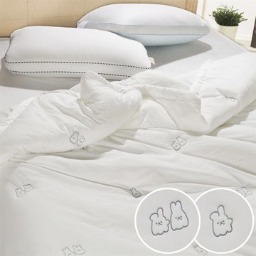 【寢室安居】韓國廣藏市場Songhwa高級刺繡水洗四季被2.3kg-雙人200*230cm-純淨白兔兔款（韓國棉被/抗塵蹣/可機洗/韓國被）_廠商直送