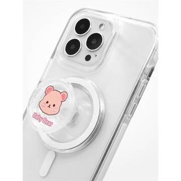 新款可愛風Magsafe蘋果手機磁吸氣囊支架全透明帶卡通圖案可來圖