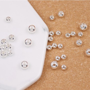 999純銀珠光珠散珠編織DIY串珠隔珠圓珠轉運珠手鏈項鏈配飾品配件