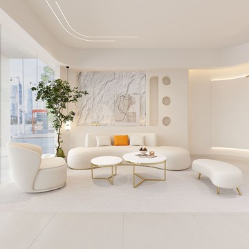 洽談桌 茶几 沙發椅 接待區家具 辦公家具 商務桌椅 酒店桌椅 酒店家具 免運 開立發票 小戶型新款美容院沙發休息區接待服裝店弧形奶油風網紅客廳小沙發