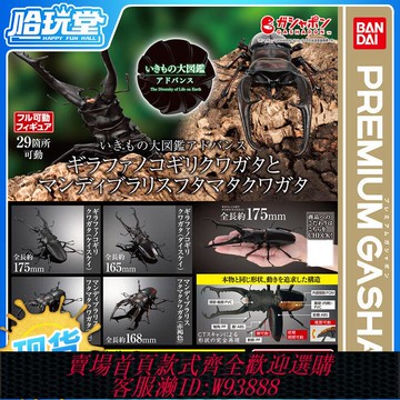 {可刷卡 打統編}正版萬代生物大圖鑒扭蛋鍬形蟲01彈長頸鹿鋸楸巨顎叉角鍬仿真昆蟲