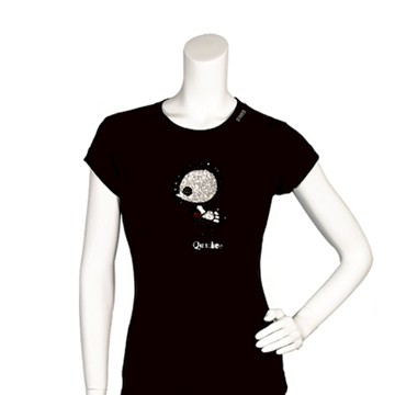 PINKO 混搭繡縫可愛小雞短袖T-shirt (黑色)