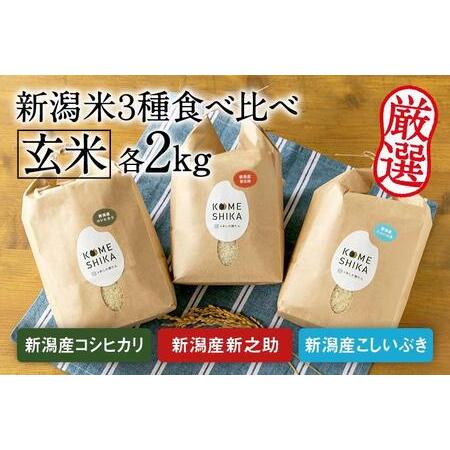 ふるさと納税 令和5年産新米玄米各2kg 新潟産コシヒカリ・新潟産新之助・新潟産こしいぶき 新潟県