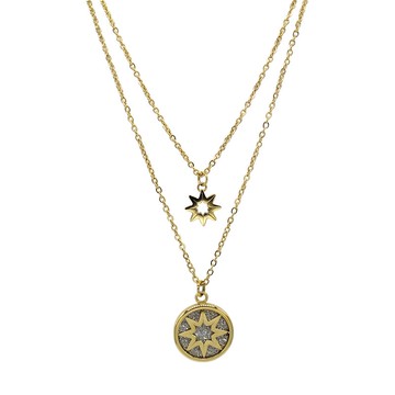 精鋼星星閃閃雙層頸鏈