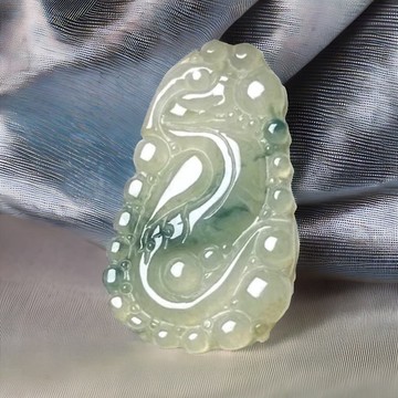 冰種飄花翡翠懷古龍牌項鍊 | 天然緬甸玉翡翠A貨 | 送禮