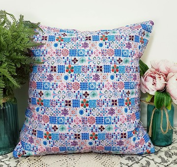 北歐特色超美粉紅色馬賽克風格圖案抱枕靠枕靠墊枕套