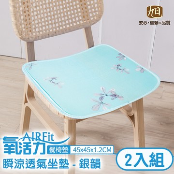 日本旭川 AIRFit氧活力瞬涼透氣椅墊45x45-銀韻2入 （坐墊/涼墊/節能/透氣/可水洗）_廠商直送