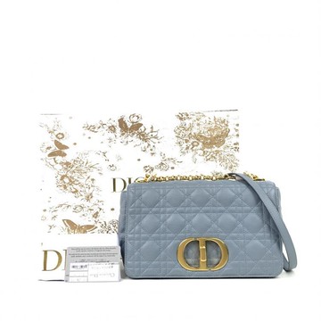 dior藍色CARO格紋翻蓋肩背包