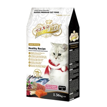 LV PRIME BLUE 藍帶 精選系列 美容成貓乾飼料 亮麗配方 高能量/亮毛護髮  膠原草本  1.36kg  1袋