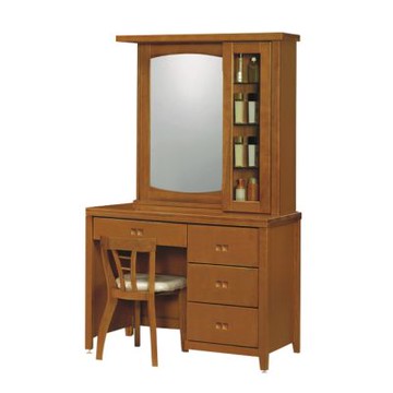 文創集 亞克森3.5尺實木鏡台組合(含化妝椅) -106x49x171-cm免組