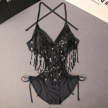 2025新款ins網紅泳裝性感黑色顯瘦遮肚露背海島度假連體游泳衣女