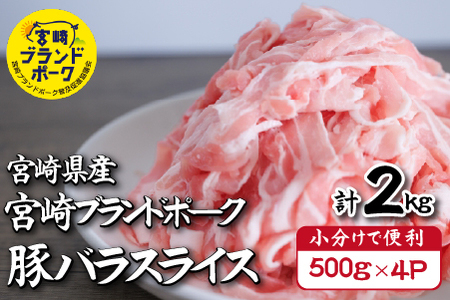 国産 豚 みやざきブランドポーク バラスライス　2キロ（豚肉 豚バラ肉 生姜焼き 焼肉 しゃぶしゃぶ お肉 豚肉 小分け 冷凍）