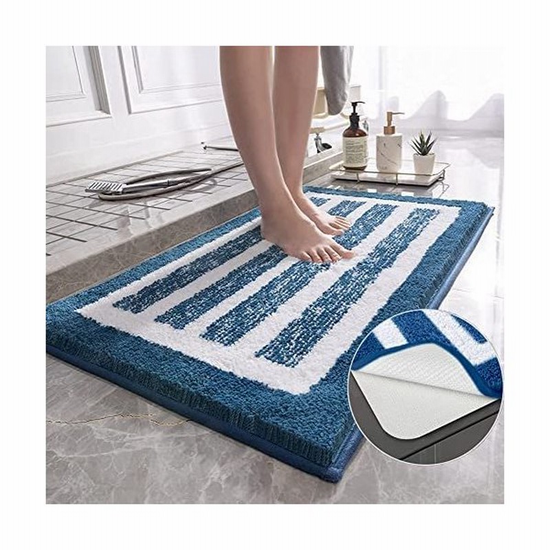 バスマット 足ふきマット 速乾 吸水 滑り止め おしゃれ ふわふわ 厚手約２cm 洗える 北欧風 風呂マット 浴室 台所 洗面所マット ブルー 通販 Lineポイント最大0 5 Get Lineショッピング