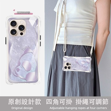貝紋趴趴熊貓紫 iPhone 16 15 14 13 12 XS Pro Max 掛繩手機殼 背帶手機殼 斜背手機殼