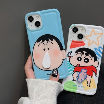 旋轉 鼻涕阿呆 大象 蠟筆小新 適用於iPhone14 13 12 11 Pro Max 手機殼 情侶 全包磨砂軟殼