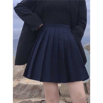 百褶短裙大擺顯瘦高腰a字裙百搭顯高棉質25春秋可調節壓褶半身裙