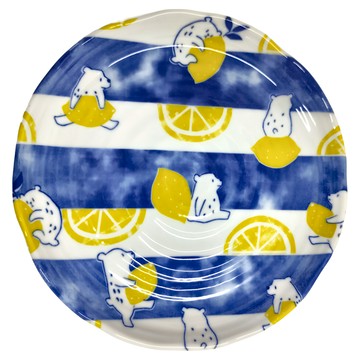 Ciao Li 僑俐餐瓷 檸檬熊平盤 陶瓷 日本產  Blue  White  Yellow  8吋  1個