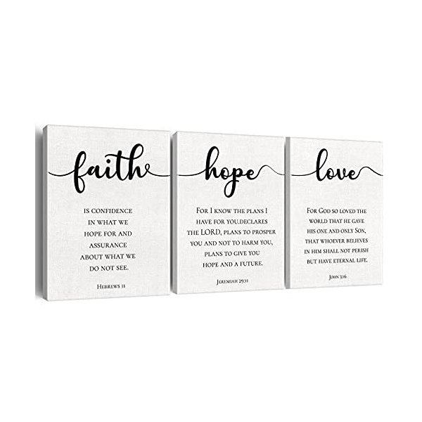 インスピレーショナル聖書の言葉 壁装飾 フレーム入り Love Hope Faith 引用キャンバス絵画3枚セット 現代聖書キャンバスプリントアート 通販 Lineポイント最大0 5 Get Lineショッピング