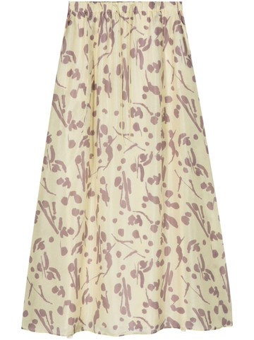 Alysi - abstract-print silk skirt - women - Viscose/Silk - 42 - Neutrals