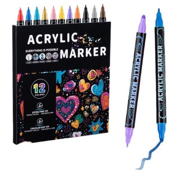 雙頭丙烯馬克筆跨境亞馬遜專用嘟嘟可疊色筆頭水性可水洗兒童畫筆