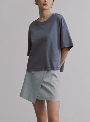 簡約短版箱型短袖上衣
