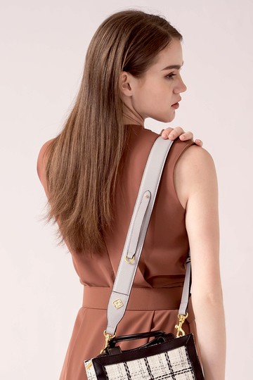 ANDERLOS 安德羅斯/迷霧灰/灰色素面真皮寬背帶 斜背帶 包包背帶