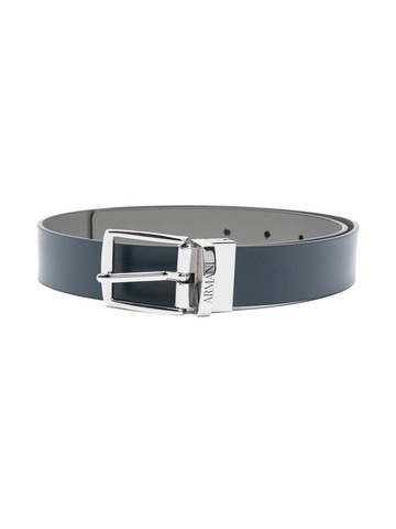 Emporio Armani Kids - logo-engraved buckle belt - kids - Polyester/Polyurethane - S - Blue