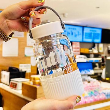 玻璃杯女高顏值水杯大容量茶水分離泡茶杯果茶花茶杯家用刻度杯子