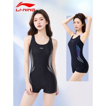 李寧泳衣女2025新款夏季溫泉遮肚顯瘦大碼專業運動連體平角游泳裝