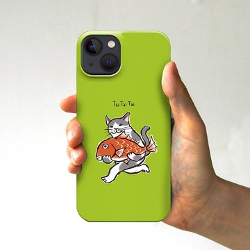 iPhone 手機殼 Tai Tai Tai 貓抱著鯛魚 石灰