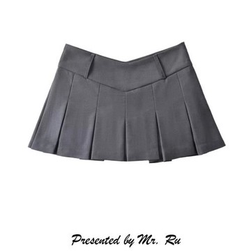 小儒歐美學院風減齡V腰百搭低腰顯瘦a字純欲百褶裙顯腿長辣妹裙褲