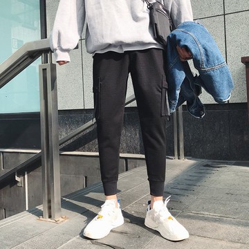 FINDSENSE品牌 秋冬季 新款 韓國 文藝 大口袋 直筒 花苞褲 潮男 氣質 寬鬆休閒長褲  休閒褲 潮男褲子