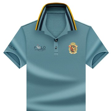 【新款熱賣】男裝夏季新款純色現貨刺繡短袖親膚日常時尚商務男士polo衫